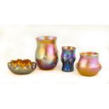 Four Tiffany Studios, New York Favrile Glass Cabinet Pieces