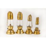 Four Early Brass Oil Lanterns