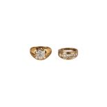 (2) 14K Gold and Diamond Rings