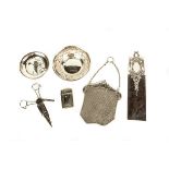 Candle Snuffer, Sterling Chain Mesh Purse, Matchbox, Trays, Page Turner/Marker