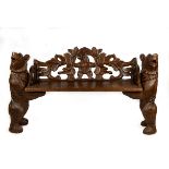 Carved Black Forest Bear Bench