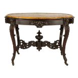 Rosewood & Fossilized Marble Top Table