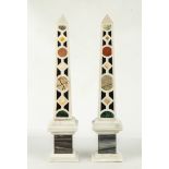 Contemporary Pair of Marble Obelisks