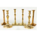 Three Pair of Early Brass Candlesticks