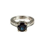 14K White Gold and Natural Blue Sapphire Ring