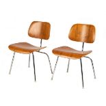 Pair of Charles & Ray Eames DCM Molded Walnut Chairs