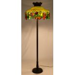 Leaded Glass Floor Lamp with Poppy Border