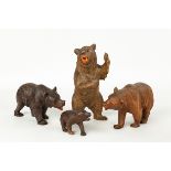 Four Carved Black Forest Bears