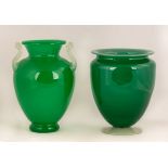 Two Steuben Green Jade and Alabaster Vases