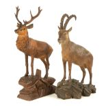 Carved Black Forest Stag & Mountain Ram