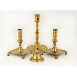 Group of Early Brass Candlesticks
