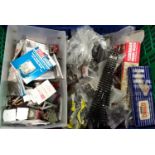 Crate of OO model railway accessories to include Hornby Buffer stops, Peco Buffer Stops, wheels,