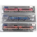 3 x Kato N Gauge Electric Locomotives: 3045 JR EH200 ?Blue Thunder?, 10-411/10-412 Eiden Twin Car