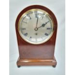 Edwardian inlaid mahogany dome mantle clock.