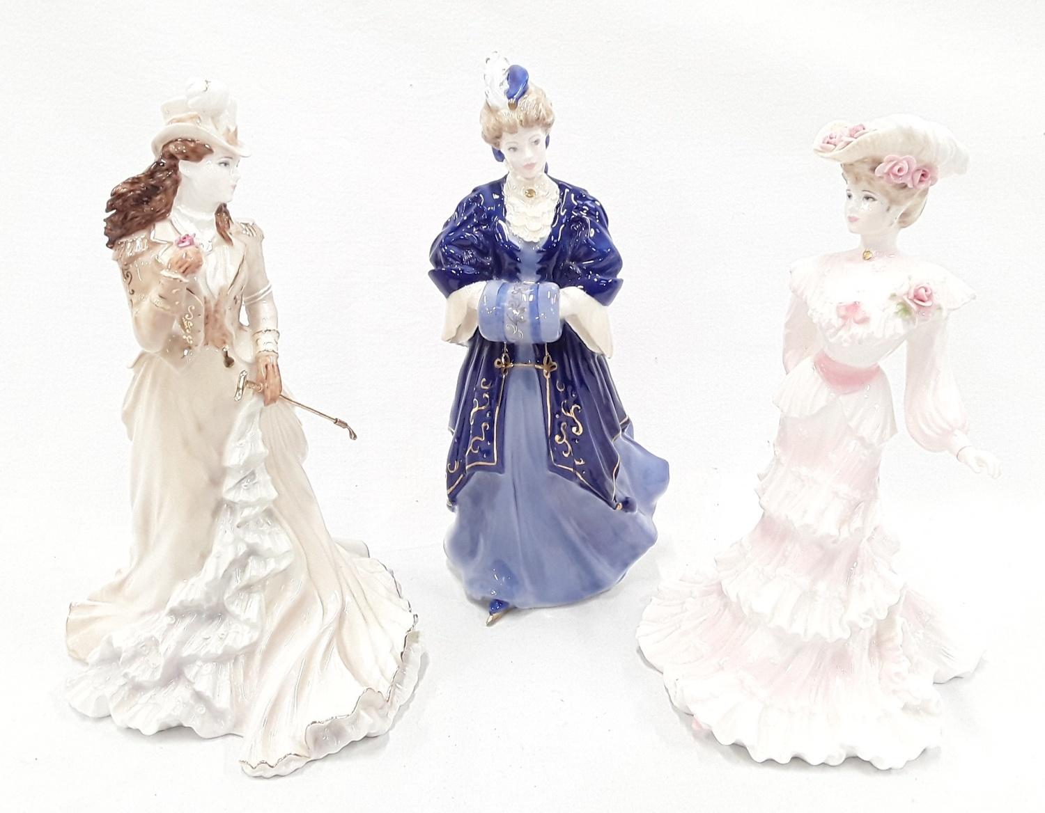 Three modern Coalport Limited Edition figurines: two La Belle Epoque (Lady Alice at The Royal Garden