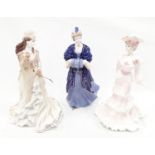 Three modern Coalport Limited Edition figurines: two La Belle Epoque (Lady Alice at The Royal Garden