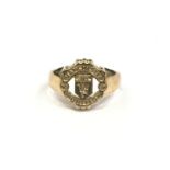 9ct gold and diamond Manchester United FC ring. Size Q.