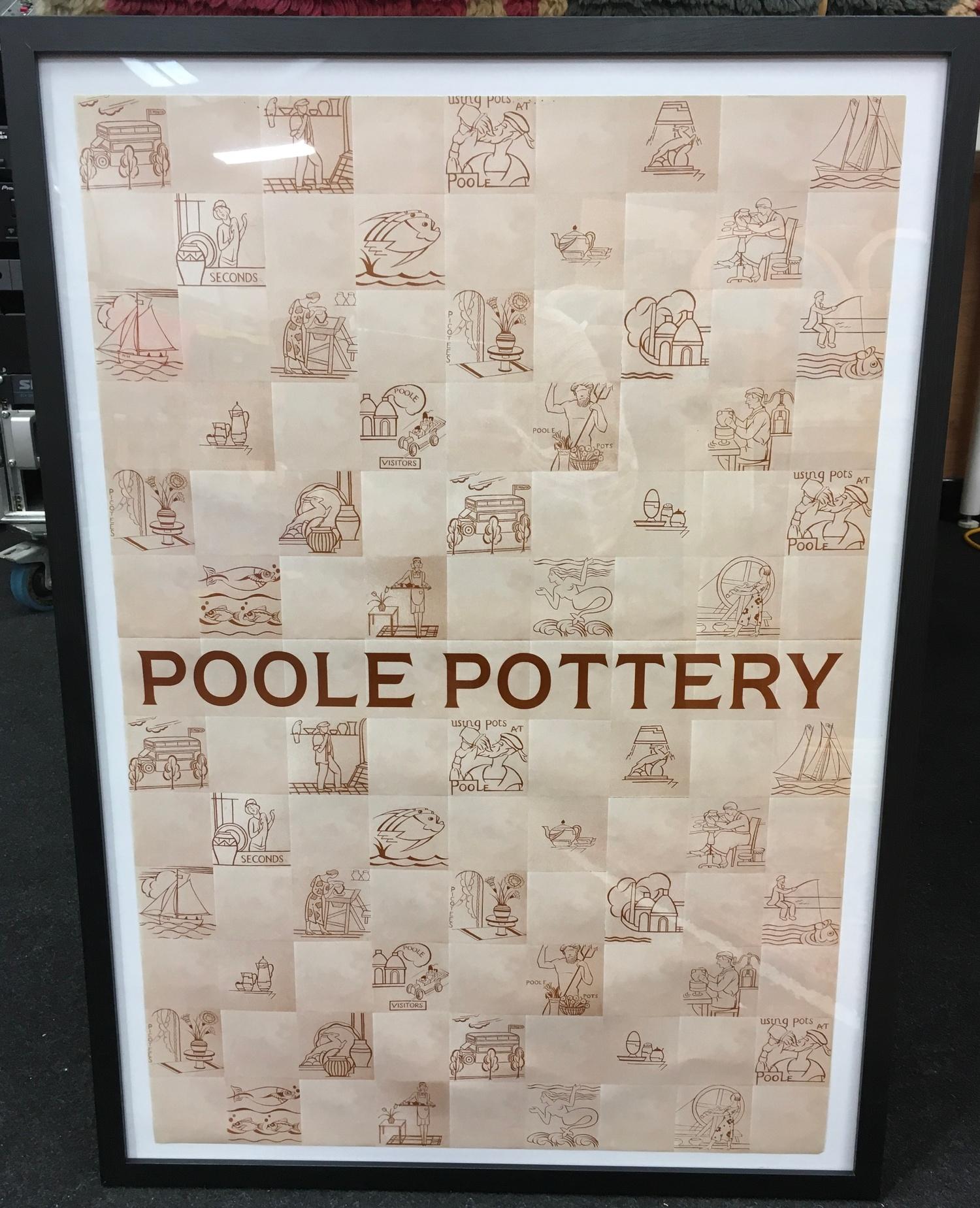 Edward Bawden for Poole Pottery: a framed poster print of the Bawden tile designs, from the Poole