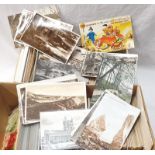 Two boxes with mixed postcards, and miscellaneous.