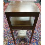 An antique mahogany bedside unit fitted with drawer and shelf below. H:74 W:34.5 D:34.5 (cm).