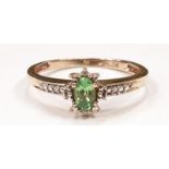 9ct gold ladies peridot ring. Size M.