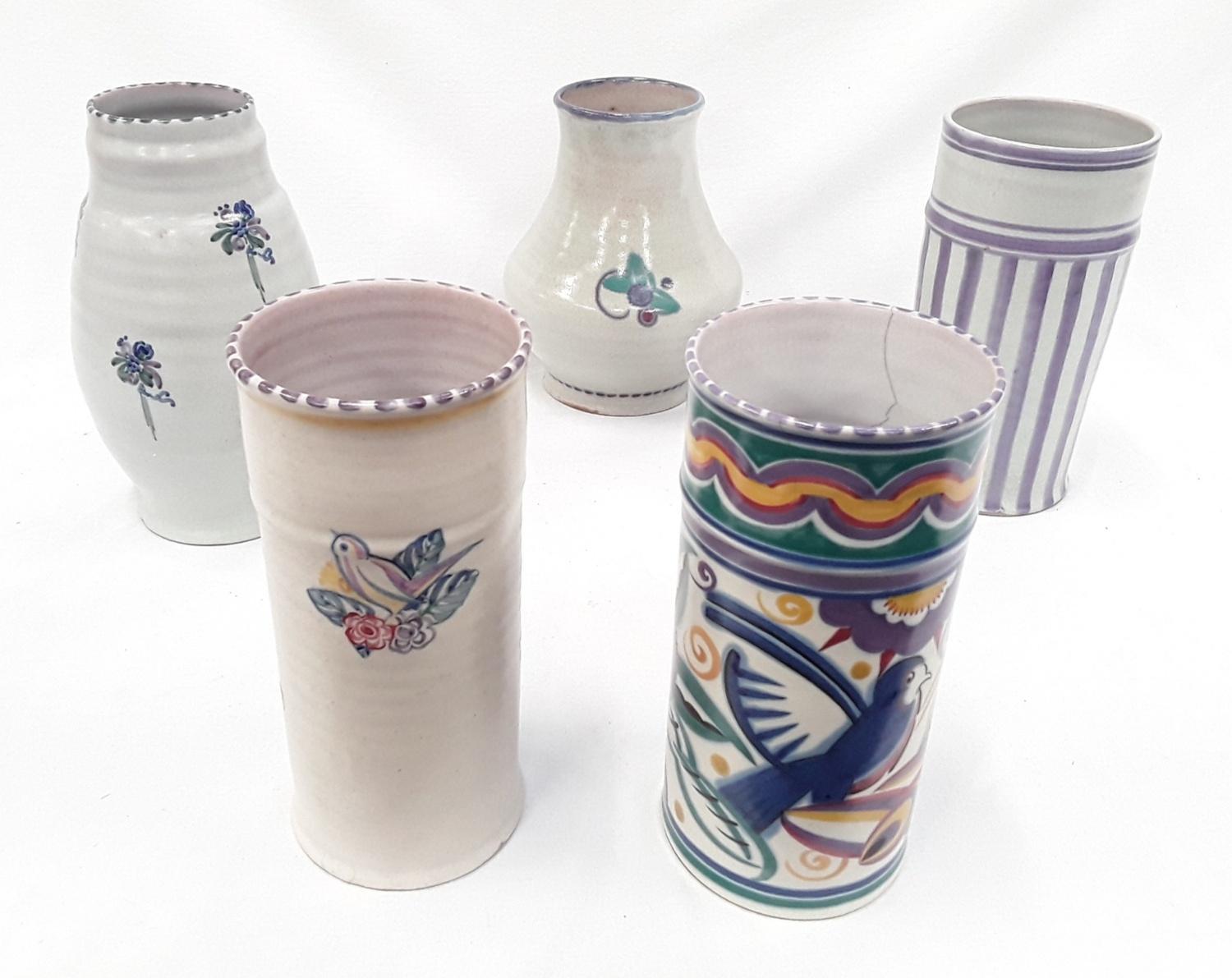 Poole Pottery Carter Stabler Adams QM pattern vase plus 4 other traditional vases (5) - please