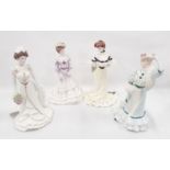 Four modern Coalport Limited Edition Golden Age figurines: Louisa at Ascot, Alexandra at the Ball,