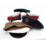 6 military hats/berets - Royal Marine, RAF and Navy.