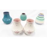 Poole Pottery pair of DVP pattern vases, together with a Picotee vase and two Chinese blue vases (