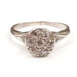 An 18ct white gold Diamond daisy cluster ring, size N