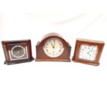 3 mantle clocks: two Elliott of London, and one wood - working.