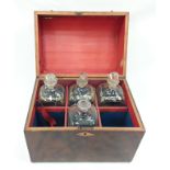 Victorian decanter box with decanters and key.