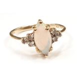 A 9ct gold opal and diamond ring