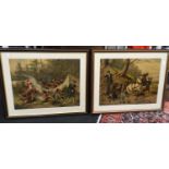 Pair of German oiliographs. 63 x 53cms.