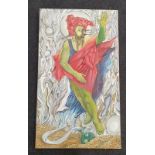 Jeanne Walpole, signed 1983, picture "Green Man" - 87x51cm.