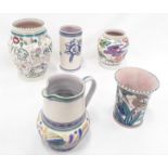 Poole Pottery SK pattern vase, together with 4 other traditional vases (5) - please examine.
