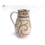 Poole Pottery Carter Stabler Adams unglazed shape 944 HZ pattern jug painted by Ruth Pavely as shown