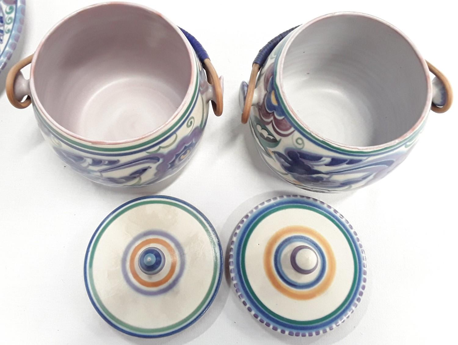 Poole Pottery Carter Stabler Adams pair of shape 230 PB pattern (blue Bird) lidded biscuit barrels - Image 4 of 4