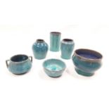 Poole Pottery Carter Stabler Adams small collection of Chinese blue pieces to include miniature