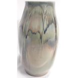 Carter & Co Poole Pottery early green lustre vase with incised panels designed by Owen Carter dated