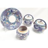 Poole Pottery Carter Stabler Adams pair of shape 230 PB pattern (blue Bird) lidded biscuit barrels