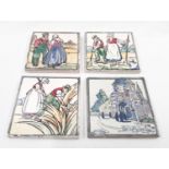 Poole Pottery Carter Tiles Dutch scene tile 5x5". (4)