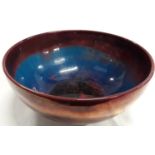 Carter & Co Poole Pottery early lustre bowl with blue interior designed by Owen Carter 10" dia.