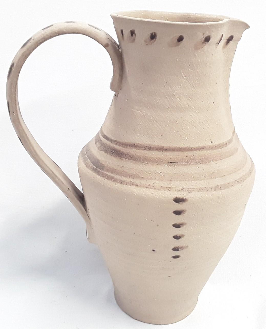 Carter & Co Poole Pottery early etruscan ware ewer by James Radley Young decorated in simple dot de - Image 5 of 5