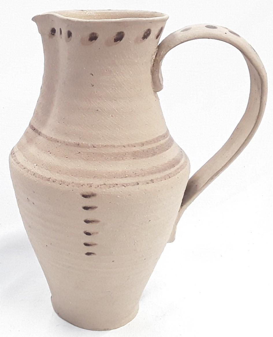 Carter & Co Poole Pottery early etruscan ware ewer by James Radley Young decorated in simple dot de