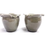 Carter & Co Poole Pottery early pair of lustre miniature vases with scalloped edges 2.75" high.