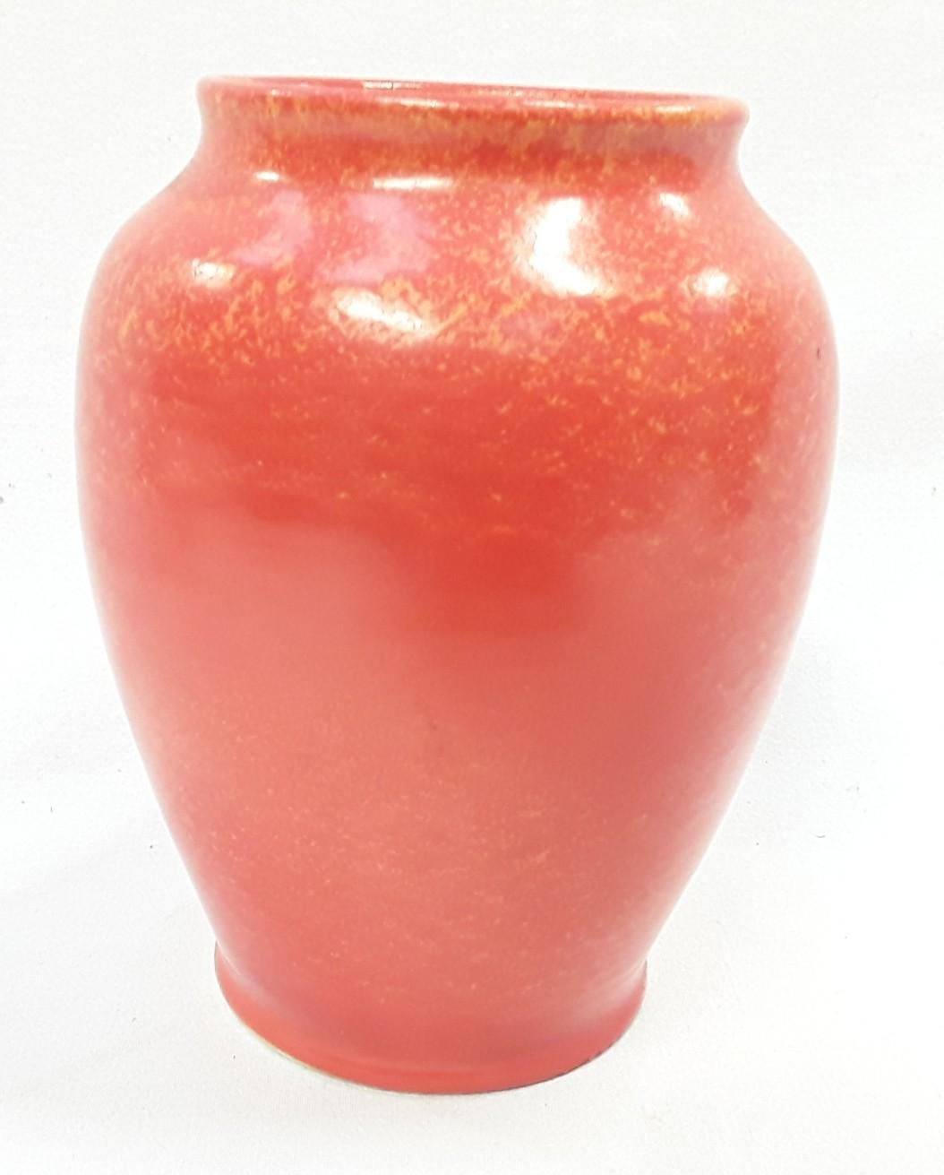 Poole Pottery shape 198 orange uranium glaze vase 5.8" high.