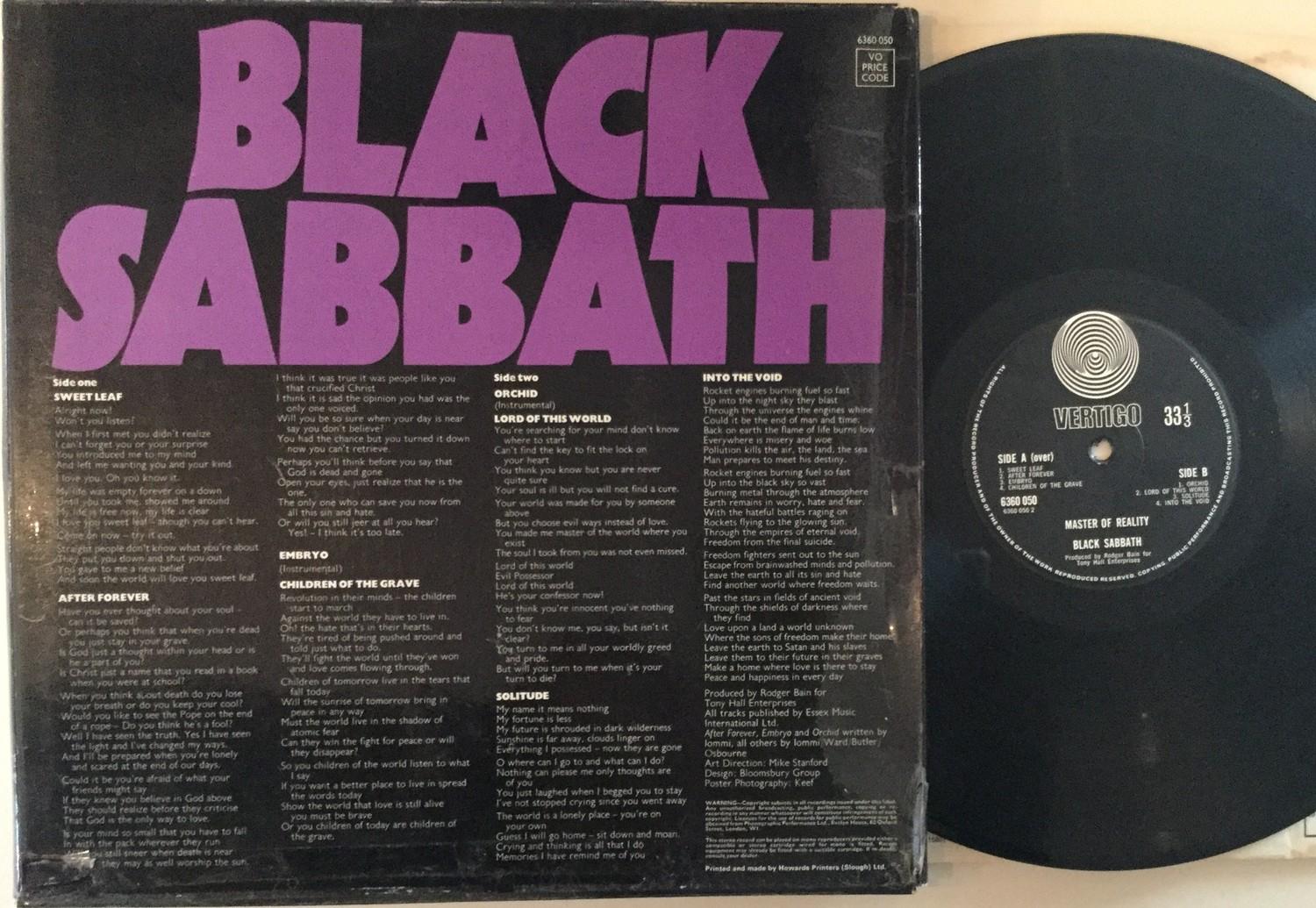 BLACK SABBATH 'MASTER OF REALITY' 33 RPM - LP. Vinyl Album on Vertigo Swirl 6360 050. Album / Box - Image 2 of 3