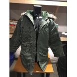 ENIGMA FILM GREEN PARKA COAT. This Parka was a gift from Dean Macey to the vendor. Originally,