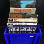 BOX OF VARIOUS ROCK RELATED LP VINYL RECORDS. In this box we find artist's - The Beatles - The